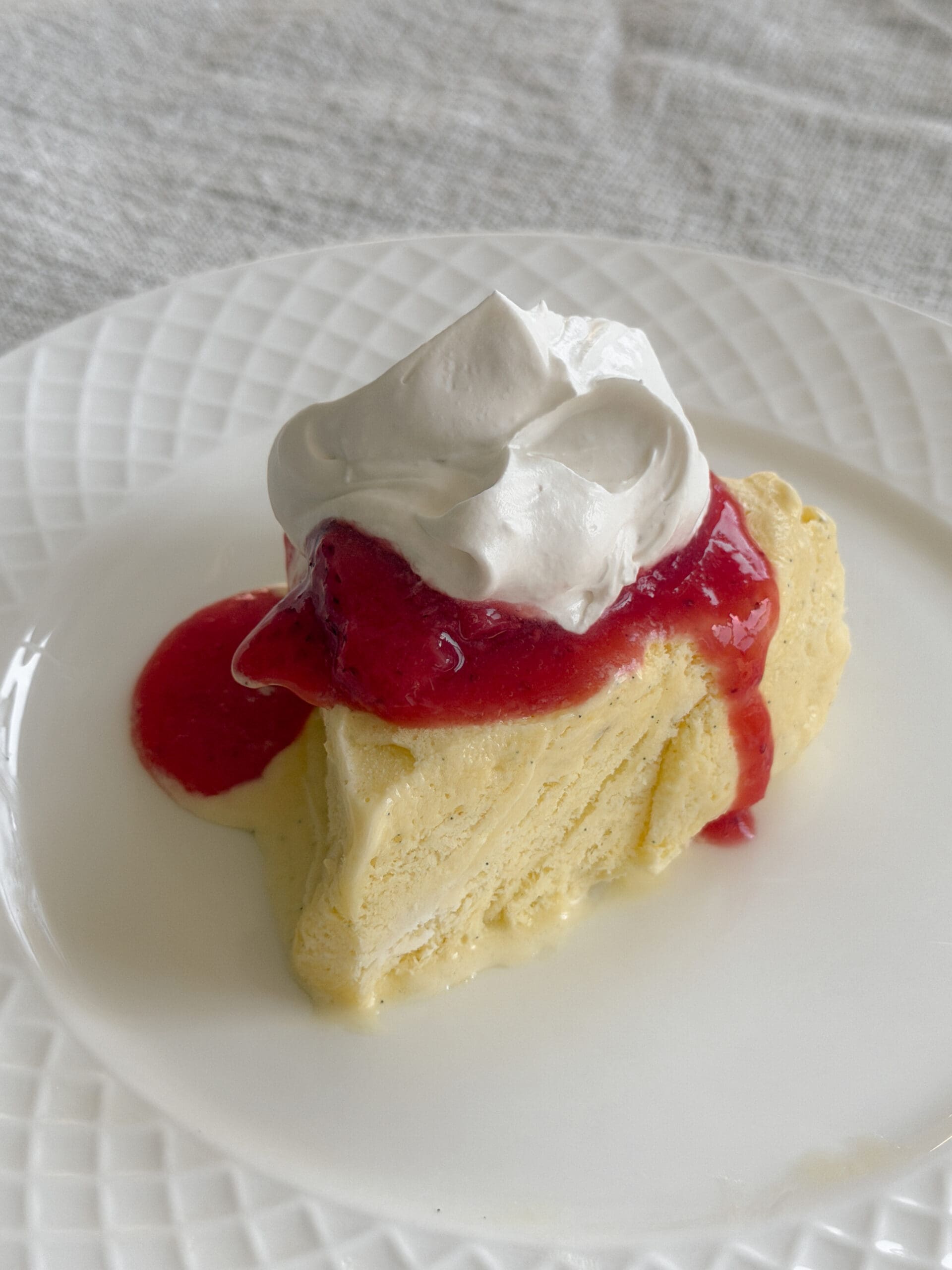 Vanilla Semifreddo with Strawberry Sauce