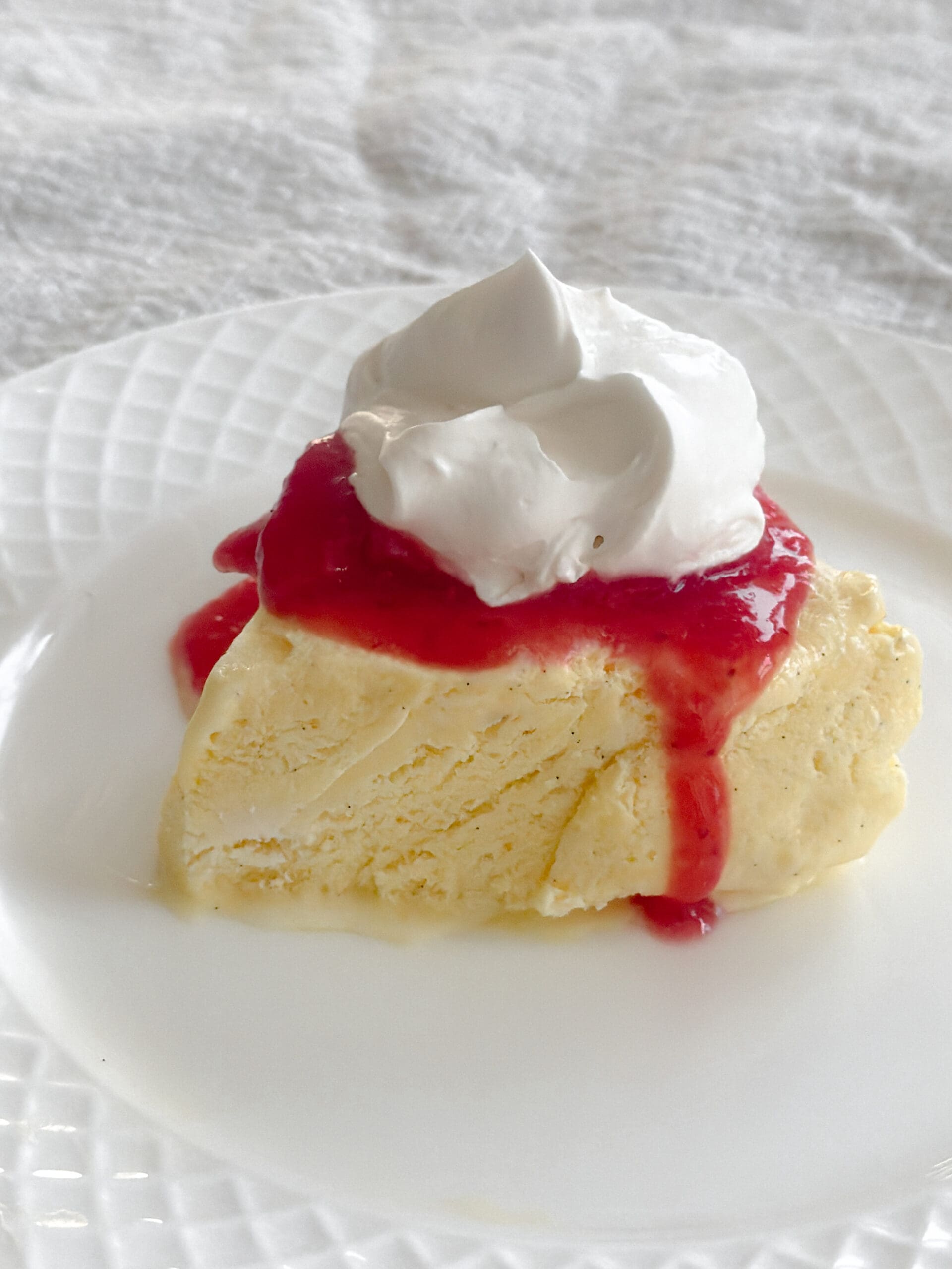 Vanilla Semifreddo with Strawberry Sauce