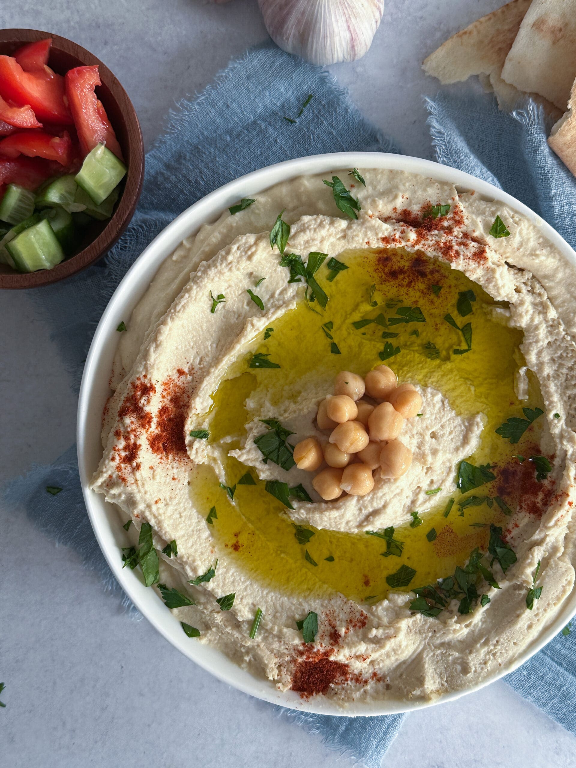 hummus on a plate